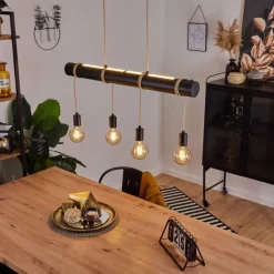 Lampes Vintages & Rétros-hofstein Suspension Ozo Champagne, Noir, 5 lumières