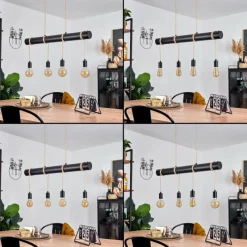 Lampes Vintages & Rétros-hofstein Suspension Ozo Champagne, Noir, 5 lumières