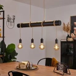 Lampes Vintages & Rétros-hofstein Suspension Ozo Champagne, Noir, 5 lumières