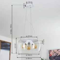 hofstein Suspension Palibatz Blanc, 3 lumières