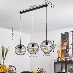 Lampes Industrielles-hofstein Suspension Pampanillo Noir, 3 lumières