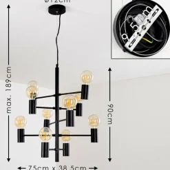 Lampes Vintages & Rétros-hofstein Suspension Pamunkey Noir, 10 lumières