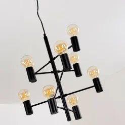 Lampes Vintages & Rétros-hofstein Suspension Pamunkey Noir, 10 lumières