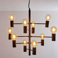 Lampes Vintages & Rétros-hofstein Suspension Pamunkey Noir, 10 lumières