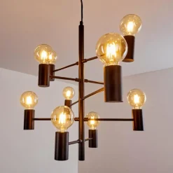 Lampes Vintages & Rétros-hofstein Suspension Pamunkey Noir, 10 lumières