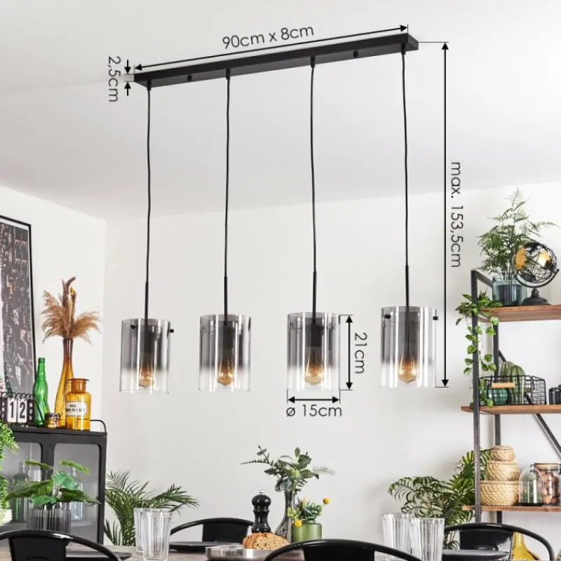 Suspension Verre Fumé-hofstein Suspension Parane Clair, Fumé, 4 lumières