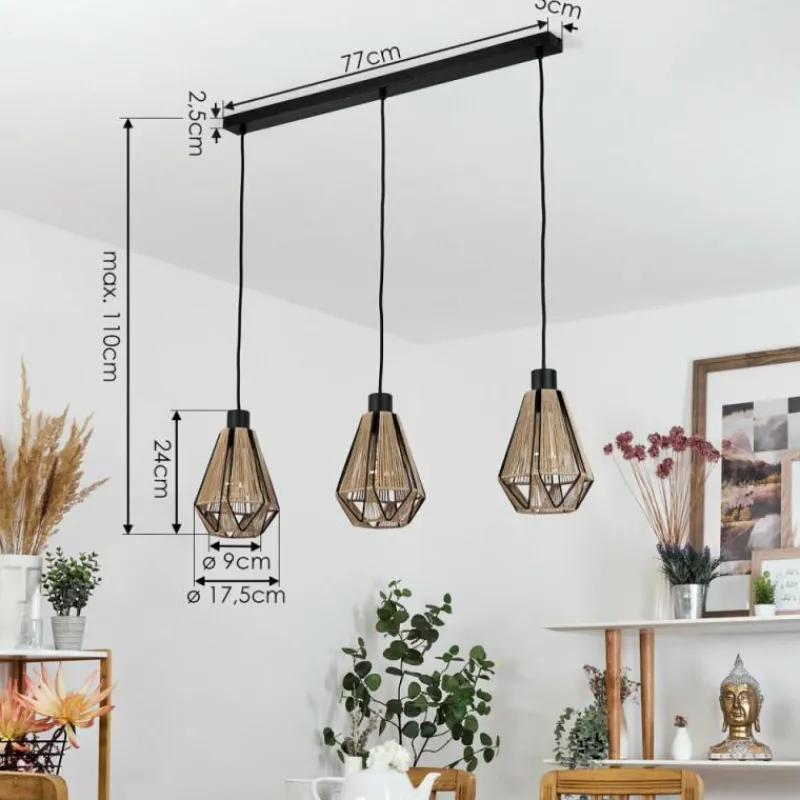 Style Boho-Chic-hofstein Suspension Pardieiro Noir, 3 lumières
