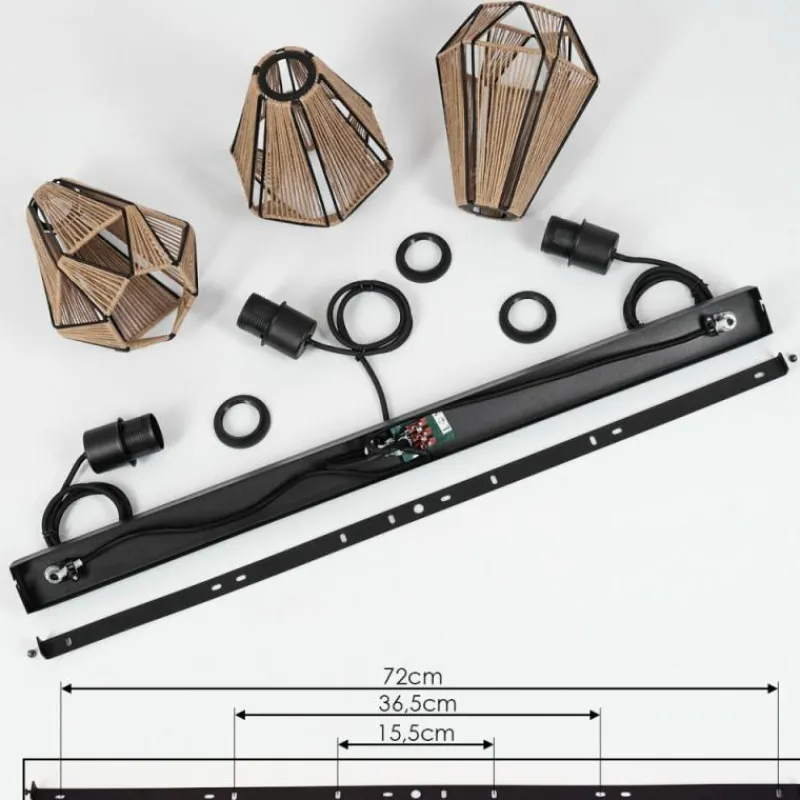 Style Boho-Chic-hofstein Suspension Pardieiro Noir, 3 lumières