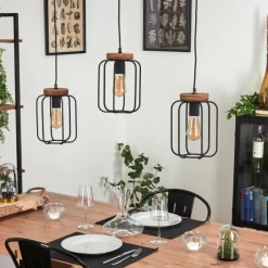 Lampes Vintages & Rétros-hofstein Suspension Pasteur Noir, 3 lumières