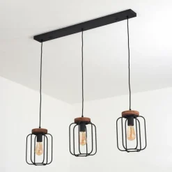 Lampes Vintages & Rétros-hofstein Suspension Pasteur Noir, 3 lumières