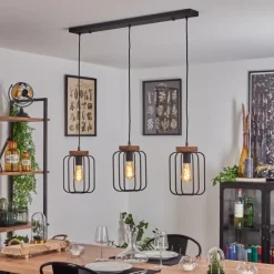 Lampes Vintages & Rétros-hofstein Suspension Pasteur Noir, 3 lumières