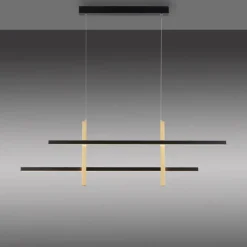 Lampes Dorées-Luminaires Paul Neuhaus Suspension Paul Neuhaus BARRA LED Or, Noir, 1 lumière