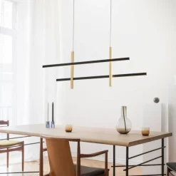 Lampes Dorées-Luminaires Paul Neuhaus Suspension Paul Neuhaus BARRA LED Or, Noir, 1 lumière