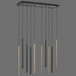 Lampes Dorées-Luminaires Paul Neuhaus Suspension Paul Neuhaus FLUTE LED Noir, 10 lumières