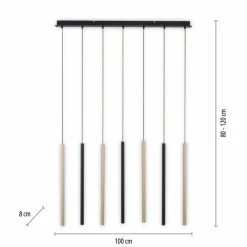 Lampes Dorées-Luminaires Paul Neuhaus Suspension Paul Neuhaus FLUTE LED Noir, 7 lumières