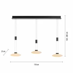 Luminaires Paul Neuhaus Suspension Paul Neuhaus LAUTADA LED Noir, 3 lumières