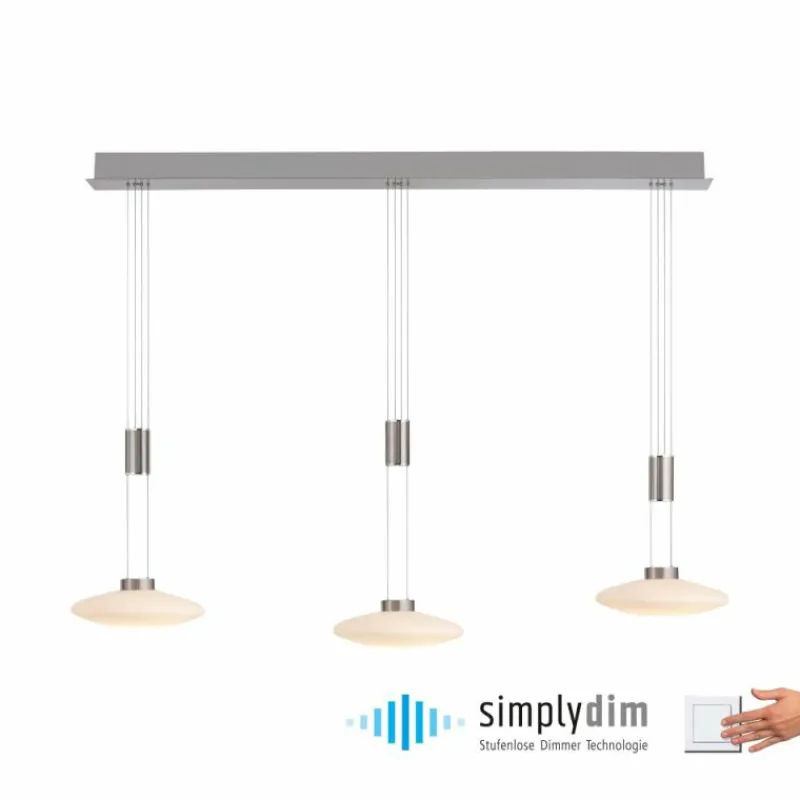 Luminaires Paul Neuhaus Suspension Paul Neuhaus LAUTADA LED Acier brossé, 3 lumières