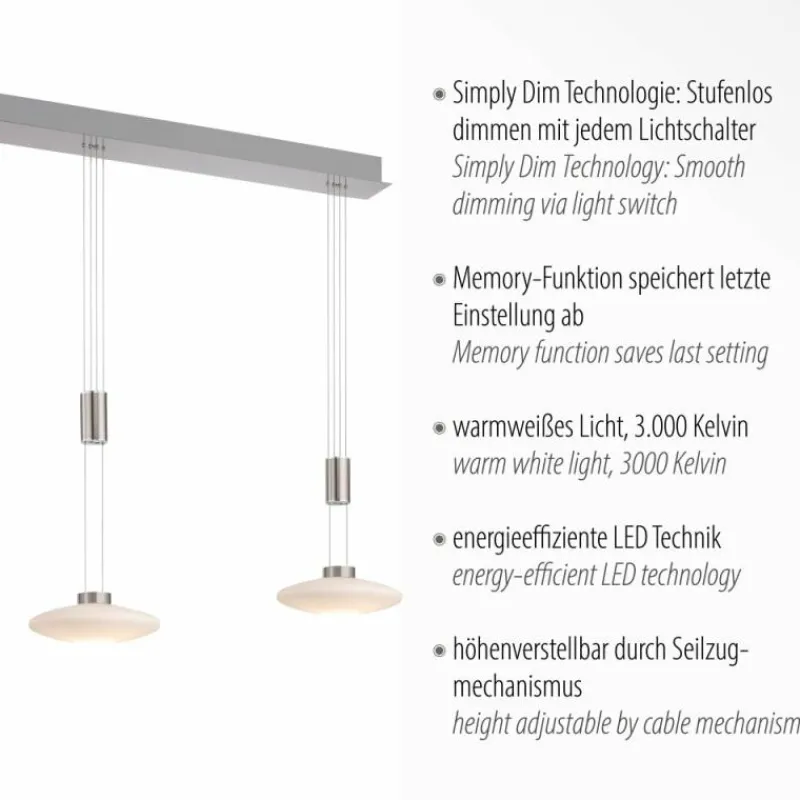 Luminaires Paul Neuhaus Suspension Paul Neuhaus LAUTADA LED Acier brossé, 3 lumières
