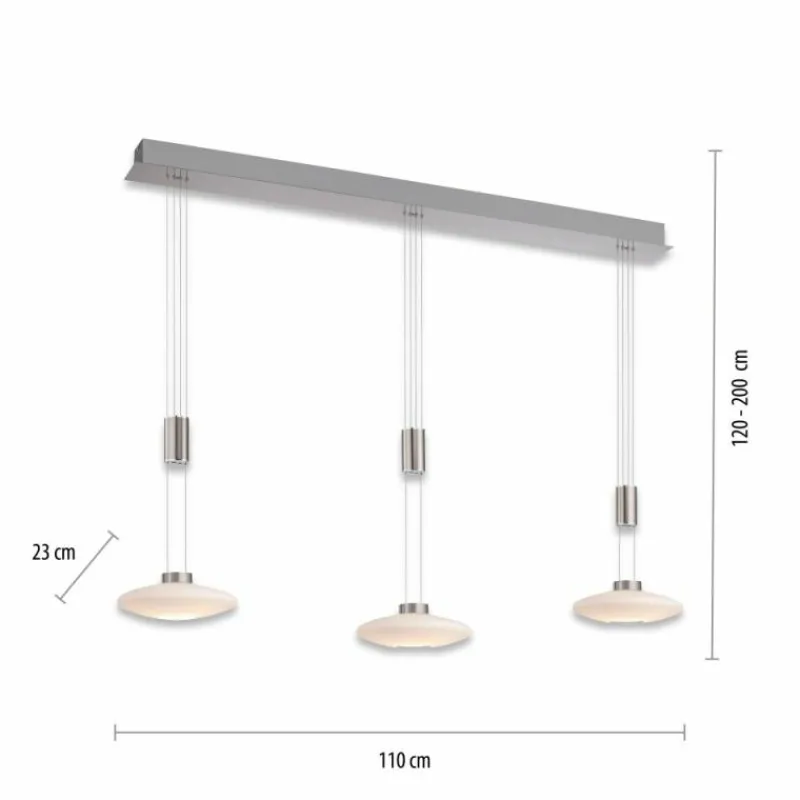 Luminaires Paul Neuhaus Suspension Paul Neuhaus LAUTADA LED Acier brossé, 3 lumières