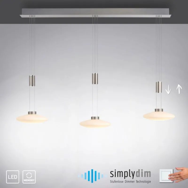 Luminaires Paul Neuhaus Suspension Paul Neuhaus LAUTADA LED Acier brossé, 3 lumières