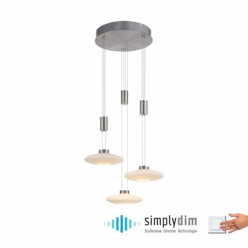 Luminaires Paul Neuhaus Suspension Paul Neuhaus LAUTADA LED Acier brossé, 3 lumières
