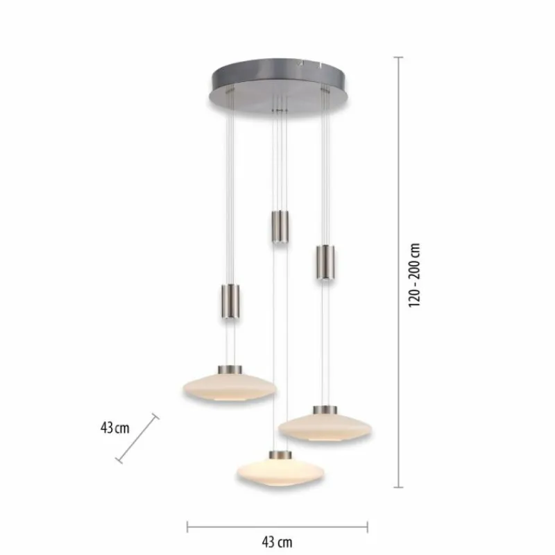Luminaires Paul Neuhaus Suspension Paul Neuhaus LAUTADA LED Acier brossé, 3 lumières