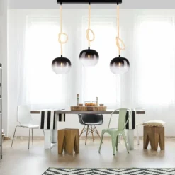 Suspension Verre Fumé-Luminaires Paul Neuhaus Suspension Paul Neuhaus LUMA Noir, 3 lumières