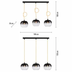 Suspension Verre Fumé-Luminaires Paul Neuhaus Suspension Paul Neuhaus LUMA Noir, 3 lumières