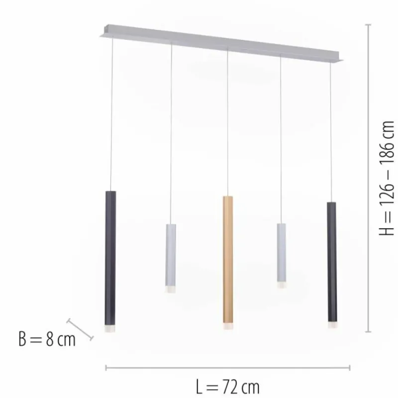 Luminaires Paul Neuhaus Suspension Paul Neuhaus PURE-GEMIN LED Aluminium, Laiton, Noir, 5 lumières* Éclairage Led