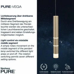 Luminaires Paul Neuhaus Suspension Paul Neuhaus PURE-VEGA LED Laiton, 3 lumières* Éclairage Led