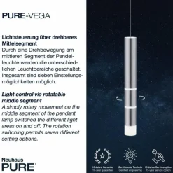 Luminaires Paul Neuhaus Suspension Paul Neuhaus PURE-VEGA LED Aluminium, 7 lumières* Éclairage Led