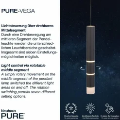 Luminaires Paul Neuhaus Suspension Paul Neuhaus PURE-VEGA LED Noir, 9 lumières* Éclairage Led