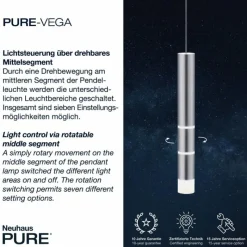 Luminaires Paul Neuhaus Suspension Paul Neuhaus PURE-VEGA LED Aluminium, 3 lumières* Éclairage Led