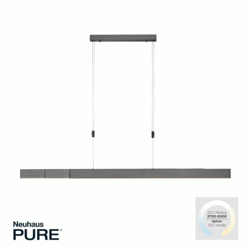 Luminaires Paul Neuhaus Suspension Paul Neuhaus PURE-MOTO LED Gris, 3 lumières, Télécommandes* Éclairage Led