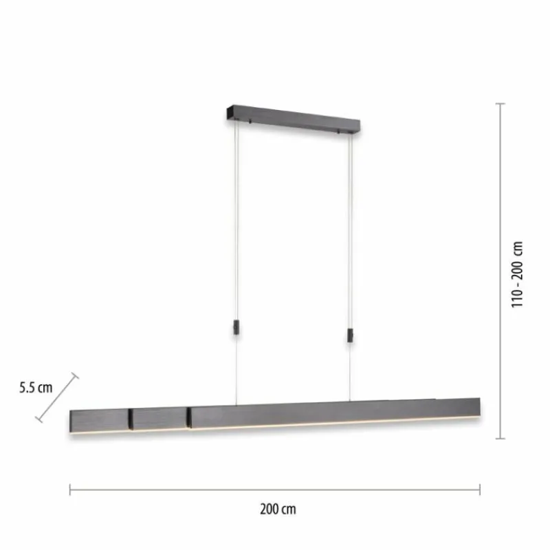 Luminaires Paul Neuhaus Suspension Paul Neuhaus PURE-MOTO LED Gris, 3 lumières, Télécommandes* Éclairage Led