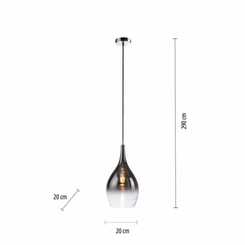 Suspension Verre Fumé-Luminaires Paul Neuhaus Suspension Paul Neuhaus PILUA Chrome, 1 lumière