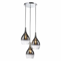 Suspension Verre Fumé-Luminaires Paul Neuhaus Suspension Paul Neuhaus PILUA Chrome, 3 lumières