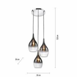 Suspension Verre Fumé-Luminaires Paul Neuhaus Suspension Paul Neuhaus PILUA Chrome, 3 lumières