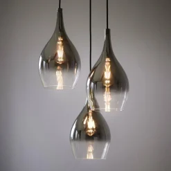 Suspension Verre Fumé-Luminaires Paul Neuhaus Suspension Paul Neuhaus PILUA Chrome, 3 lumières