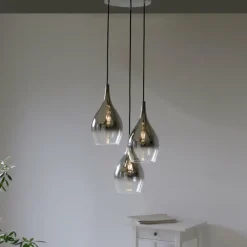 Suspension Verre Fumé-Luminaires Paul Neuhaus Suspension Paul Neuhaus PILUA Chrome, 3 lumières