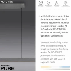 Luminaires Paul Neuhaus Suspension Paul Neuhaus PURE-MOTO-RISE LED Gris, 3 lumières, Télécommandes