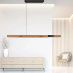 Lampes En Bois-Luminaires Paul Neuhaus Suspension Paul Neuhaus PURE-MOTO-RISE LED Couleur bois, Noir, 3 lumières, Télécommandes