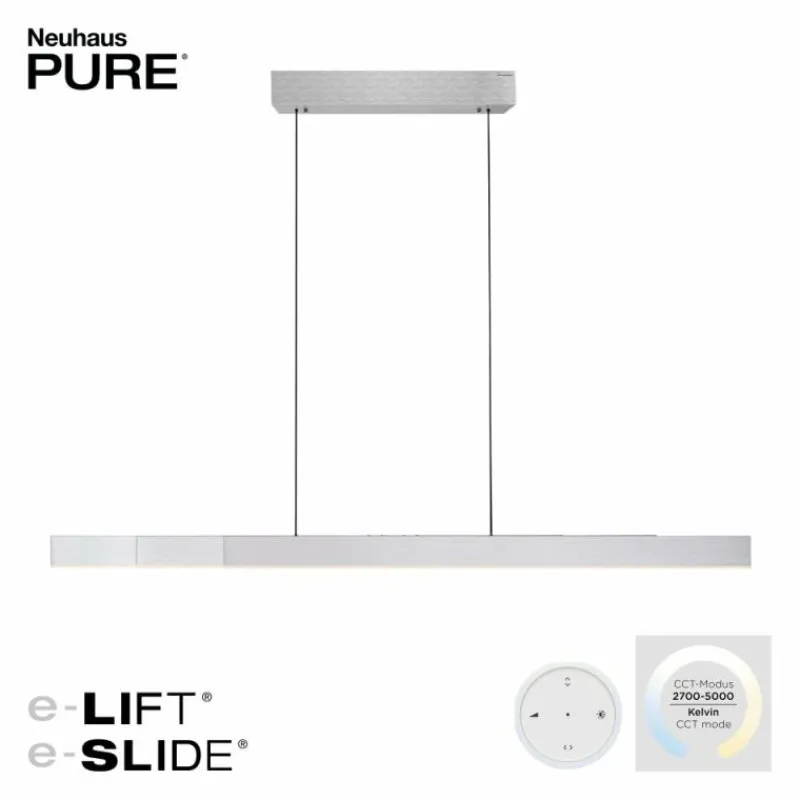 Luminaires Paul Neuhaus Suspension Paul Neuhaus PURE-MOTO-RISE LED Argenté, 3 lumières, Télécommandes