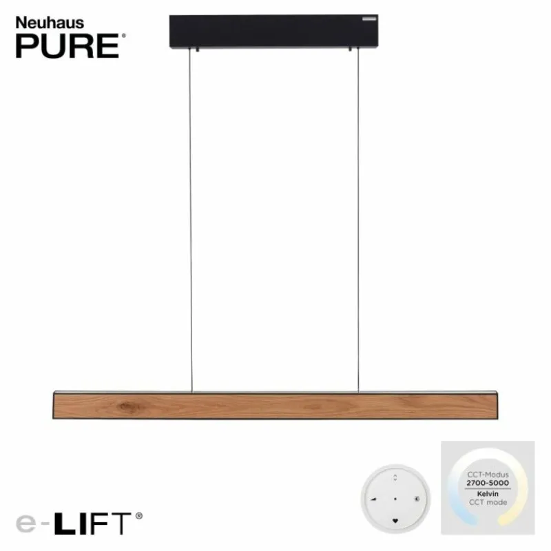 Lampes En Bois-Luminaires Paul Neuhaus Suspension Paul Neuhaus PURE E-MOTION LED Couleur bois, Noir, 1 lumière, Télécommandes