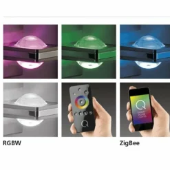 Paul Neuhaus Q-Serie Suspension Paul Neuhaus Q-Fisheye LED Acier inoxydable, 8 lumières, Télécommandes, Changeur de couleurs