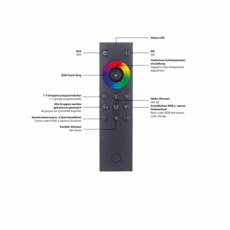 Paul Neuhaus Q-Serie Suspension Paul Neuhaus Q-VITO LED Acier inoxydable, 1 lumière, Télécommandes