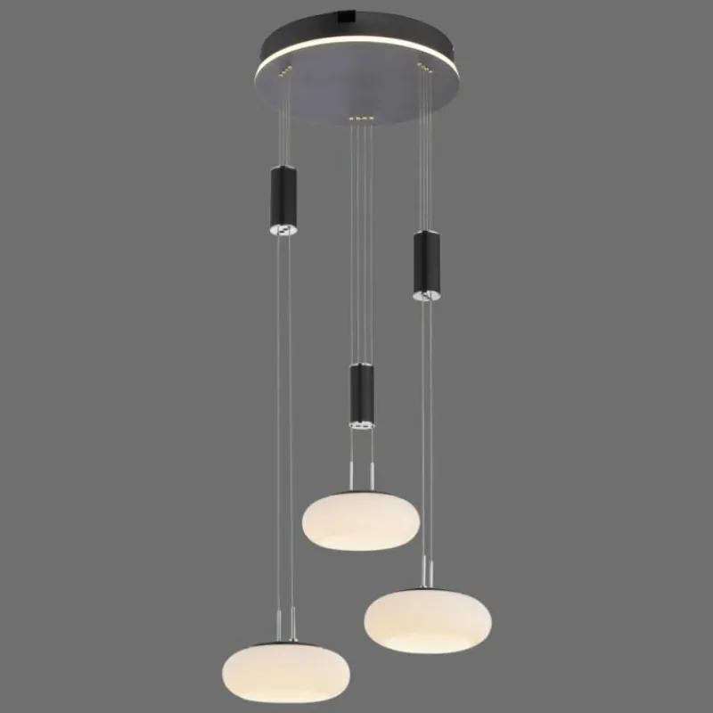 Paul Neuhaus Q-Serie Suspension Paul Neuhaus Q-ETIENNE LED Noir, 3 lumières, Télécommandes