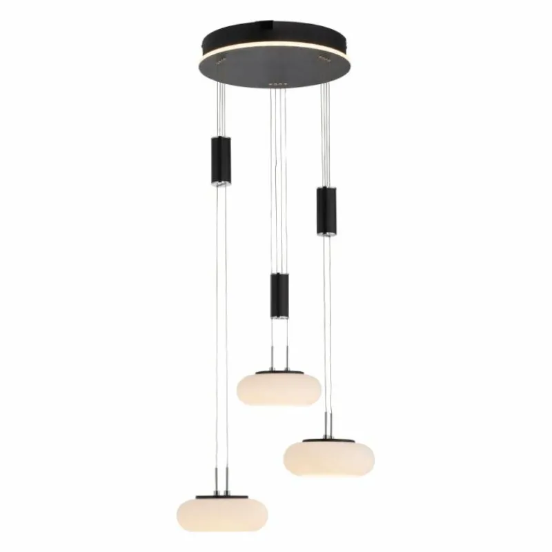Paul Neuhaus Q-Serie Suspension Paul Neuhaus Q-ETIENNE LED Noir, 3 lumières, Télécommandes