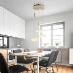 Paul Neuhaus Q-Serie Suspension Paul Neuhaus Q-ETIENNE LED Laiton, 3 lumières, Télécommandes