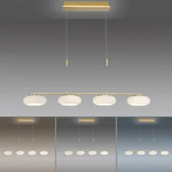 Paul Neuhaus Q-Serie Suspension Paul Neuhaus Q-ETIENNE LED Laiton, 4 lumières, Télécommandes